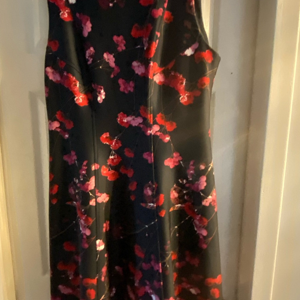 Tommy Hilfiger Black Dress with Red and Pink Floral Design